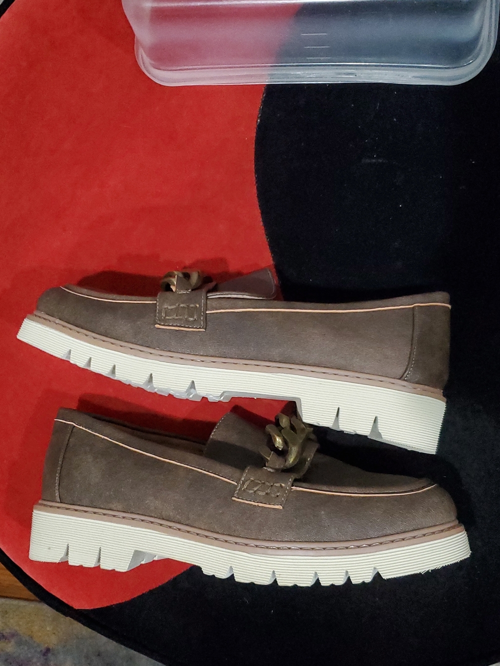 2 Pair Hey Girl by Corkys Literally Tan Suede Loafer Chunky Chain Size 11 - Picture 3 of 15